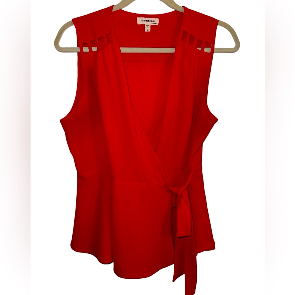 Flounce peplum vibrant red tank dress top with tie